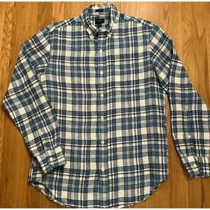 J.Crew 100% Linen Slim Fit Button Down Shirt Light Blue Men's Small